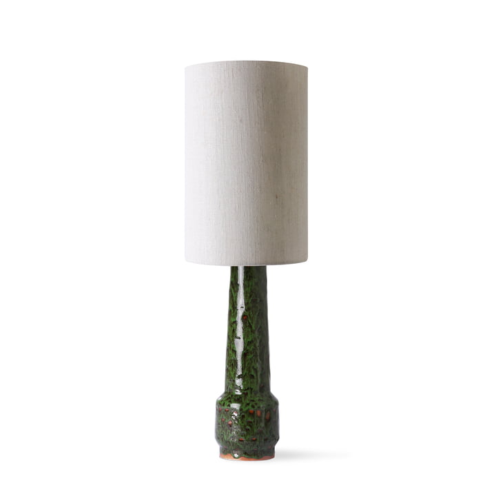Retro bordlampefod, H 45 cm, lava green + lampeskærm linned, Ø 24,5 cm, natur fra HKliving