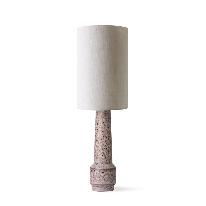 Retro bordlampefod, H 45 cm, brun + lampeskærm hør, Ø 24,5 cm, natur fra HKliving
