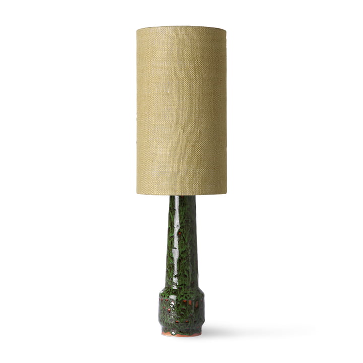 Retro bordlampefod, H 45 cm, lava green + jute lampeskærm, Ø 22 cm, jadegrøn fra HKliving