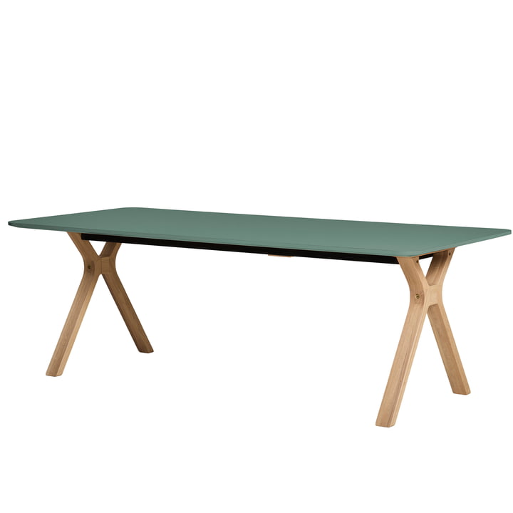 Space bord af Andersen Furniture i hvidpigmenteret eg / mørkegrøn laminat