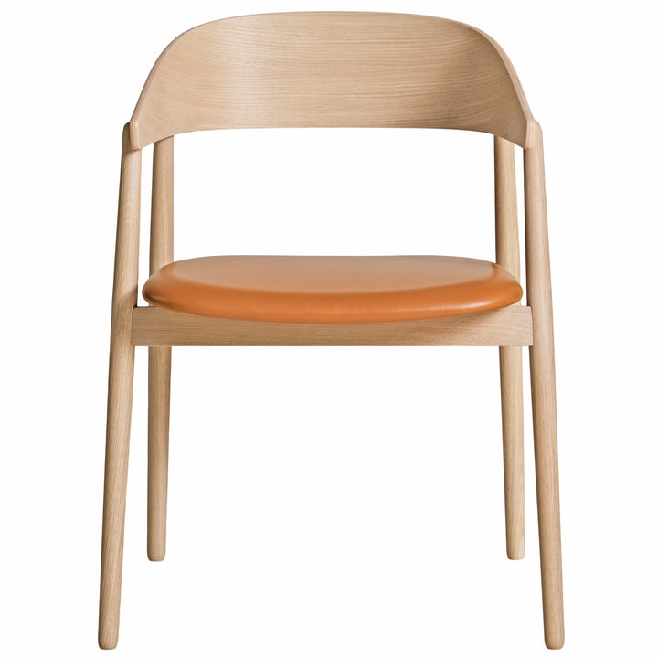 AC2 stol fra Andersen Furniture i hvidpigmenteret eg/cognac læder