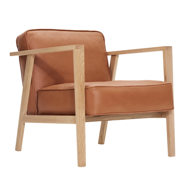 LC1 loungestol fra Andersen Furniture i hvidpigmenteret eg / læder Sevilla cognac 4003