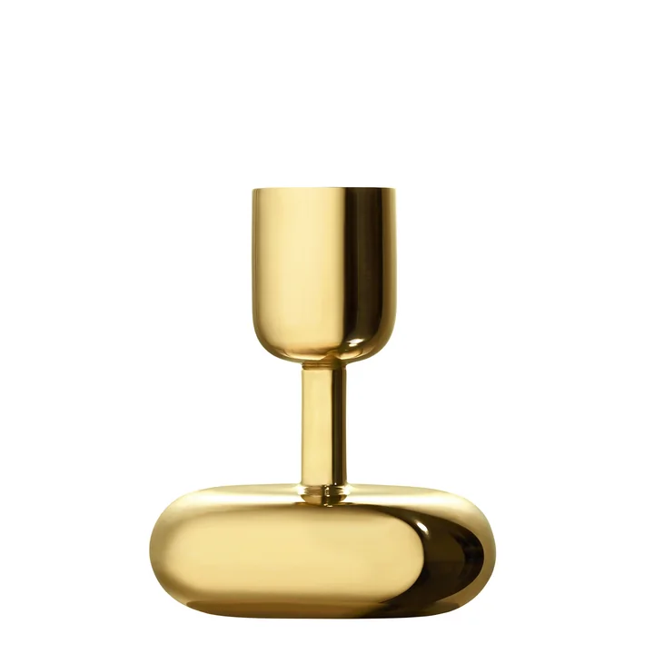 Nappula Lysestage 107mm, Messing fra Iittala