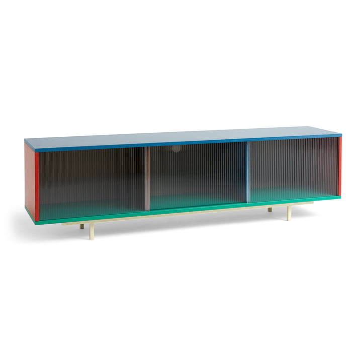Colour Cabinet L med glaslåger, 180 x 51 cm, flerfarvet af Hay