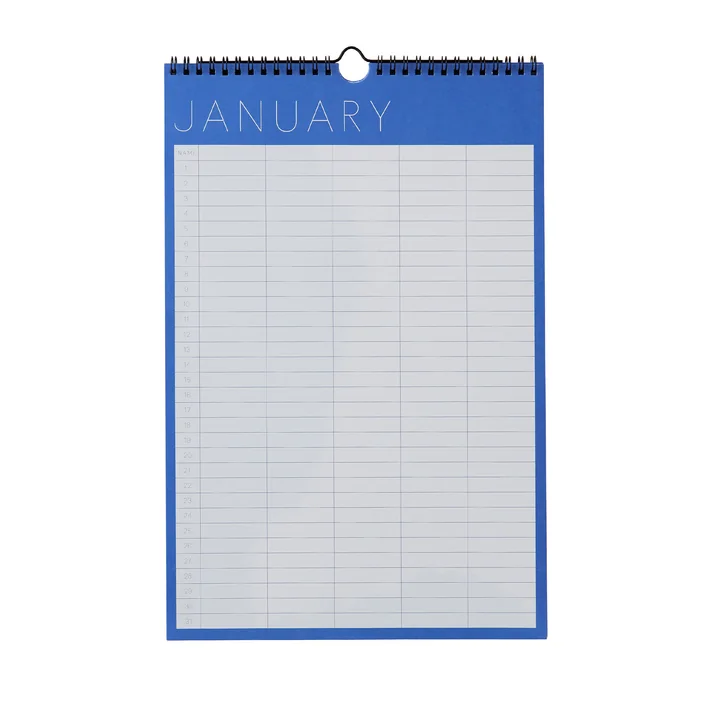 Vægkalender, månedsplanlægger, koboltblå fra Design Letters