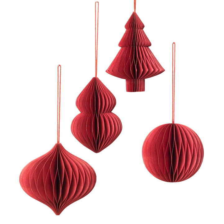 Christmas Mix dekorativ bøjle, Ø 9 x H 10 cm, pompeian rød (sæt med 4) fra Broste Copenhagen