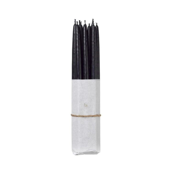 Tapers dyppet taper stearinlys, Ø 1,2 cm, enkelt sorte (sæt med 10 stk) fra Broste Copenhagen