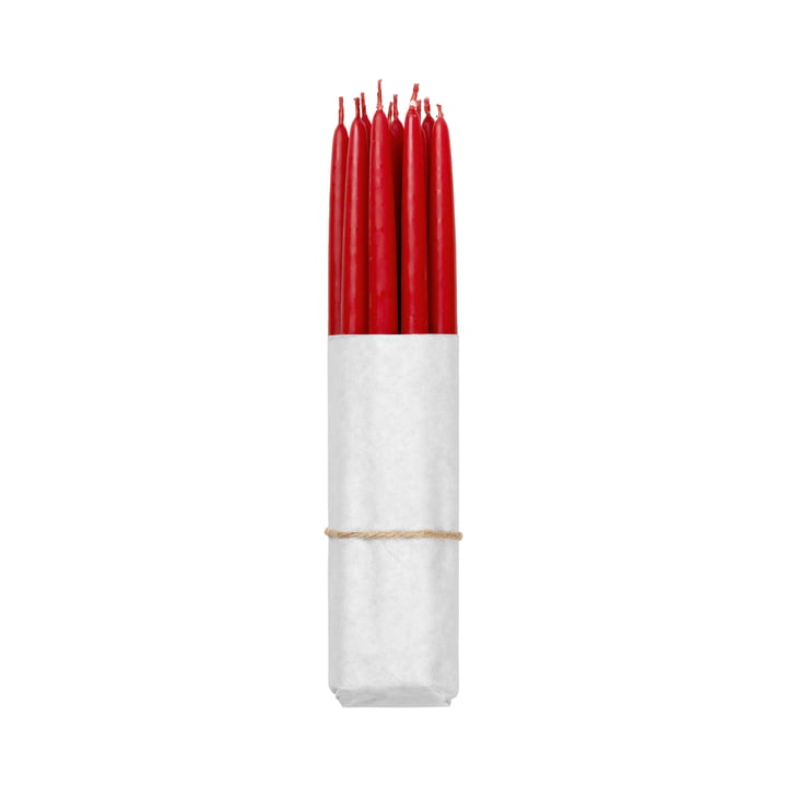 Tapers dyppet taper stearinlys, Ø 1,2 cm, ægte røde (sæt med 10 stk) fra Broste Copenhagen