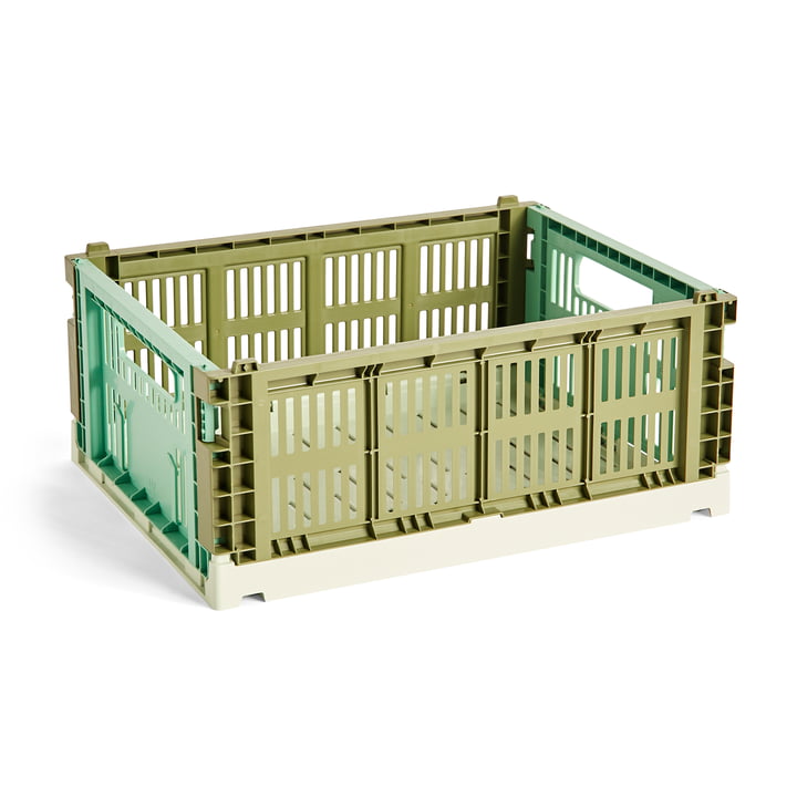 Colour Crate Mix M, 34,5 x 26,5 cm, olive / dark mint, recycled af Hay