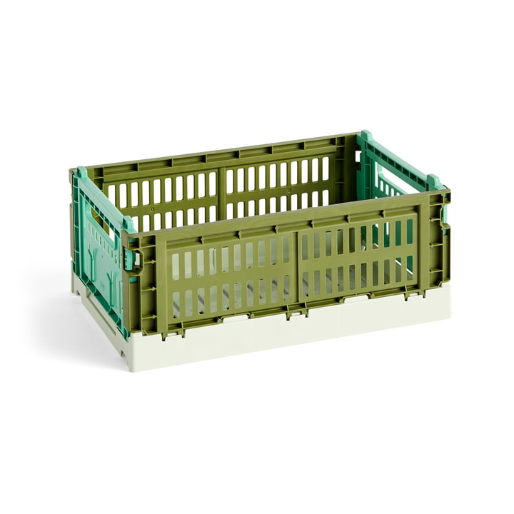 Colour Crate Mix kurv S, 26,5 x 17 cm, olive / dark mint, recycled af Hay
