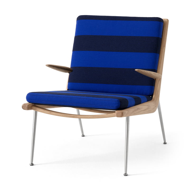 & Tradition - Boomerang HM2 Loungechair, olieret eg / ben rustfrit stål, blå (Reflex 0779)
