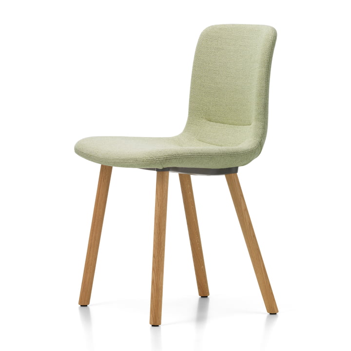 HAL Soft Wood stol fra Vitra i udgaven eg natur, Dumet soft blue/chartreuse