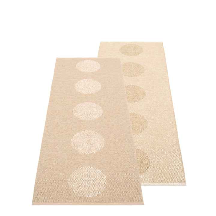 Vera tæppe 2., 70 x 200 cm, beige / beige metallic fra Pappelina