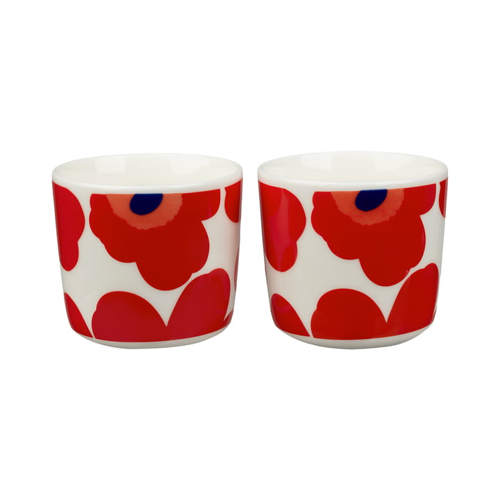 Oiva Unikko kopper (sæt med 2), 200 ml, hvid/rød fra Marimekko