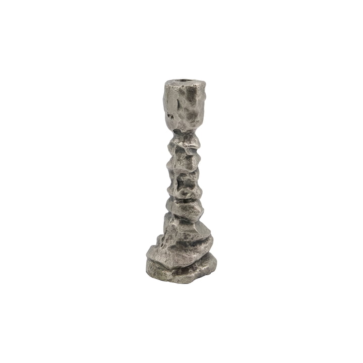 Raku lysestage, H 20 cm, antik sølv fra House Doctor