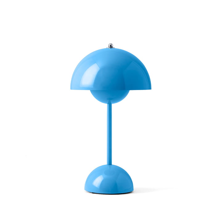 & Tradition - Flowerpot batteri bordlampe VP9 med magnetisk ladekabel, blank svømmeblå