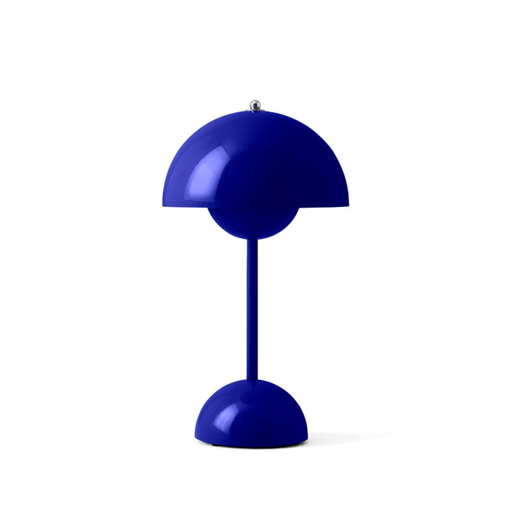 & Tradition - Flowerpot batteri bordlampe VP9 med magnetisk ladekabel, blank koboltblå