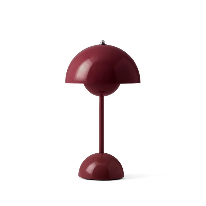 & Tradition - Flowerpot batteri bordlampe VP9 med magnetisk ladekabel, skinnende mørk blomme