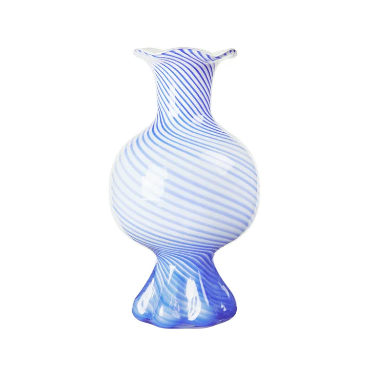 Mella Vase fra Broste Copenhagen i farven intens blå/råhvid
