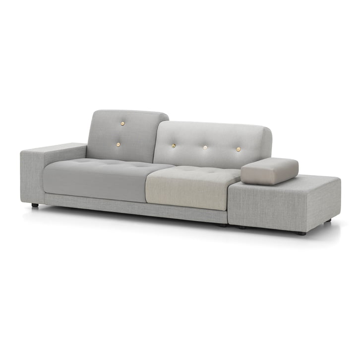 Polder sofa med skammel, venstre armlæn / grå (Mix The Pebble Greys 04) fra Vitra