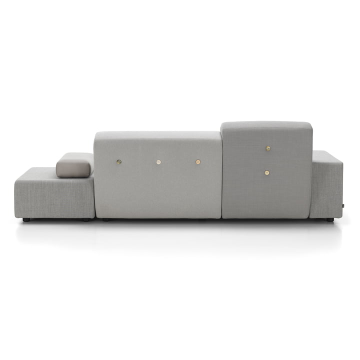 Polder med skammel, venstre armlæn / grå (Mix The Pebble Greys 04) (knapsæt lys 01) fra Vitra
