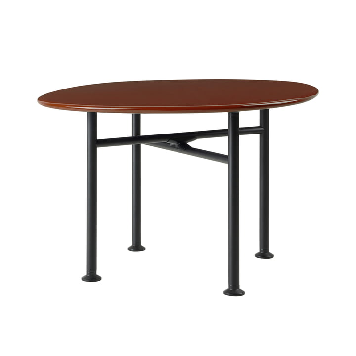 Carmel Outdoor Lounge Table fra Gubi i den sorte semi mat / rock red version