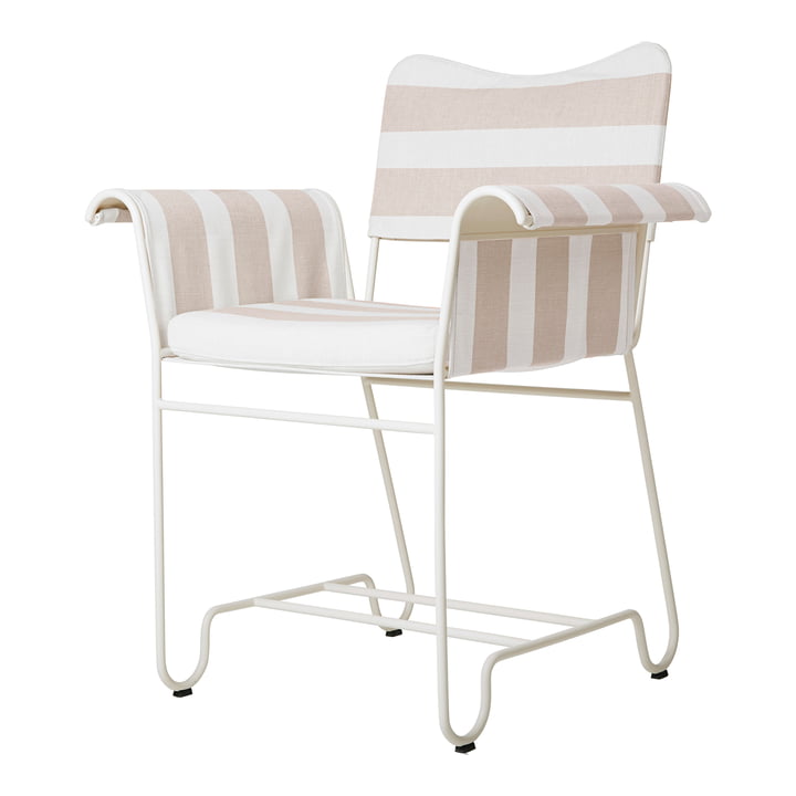 Tropique Outdoor Dining Chair, klassisk hvid halvmat / Leslie Stripe Limonta fra Gubi
