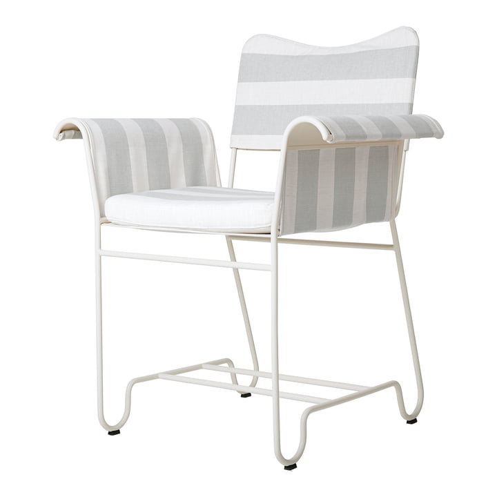 Tropique Outdoor Dining Chair, klassisk hvid halvmat / Leslie Stripe Limonta fra Gubi