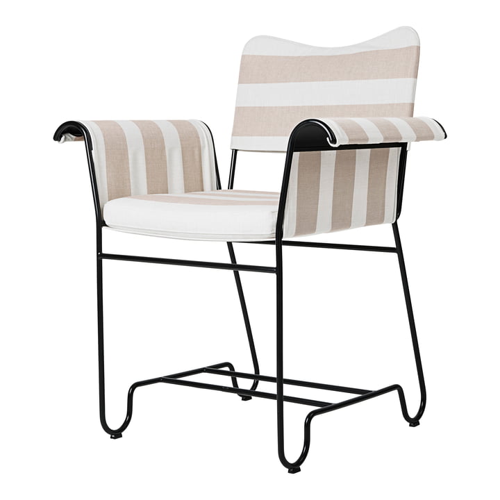 Tropique Outdoor Dining Chair, klassisk sort / Leslie Stripe Limonta fra Gubi