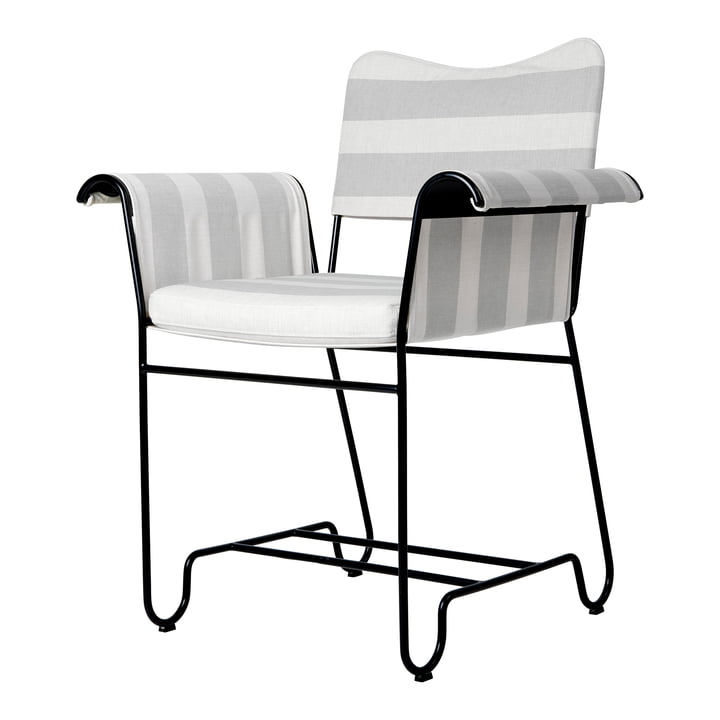 Tropique Outdoor Dining Chair, klassisk sort / Leslie Stripe Limonta fra Gubi