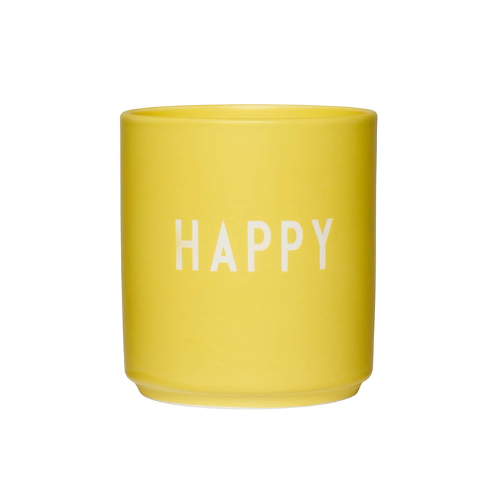 AJ Favourite porcelænskrus fra Design Letters i Happy /gul udgave