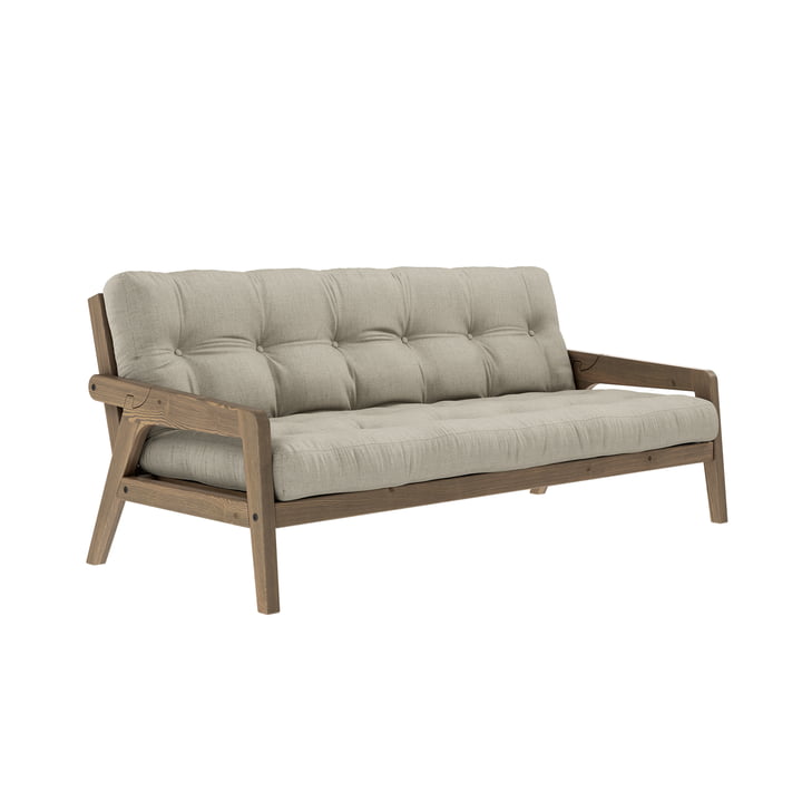 Grab sofa fra Karup Design i finish fyrretræ carob brun / hør (914)