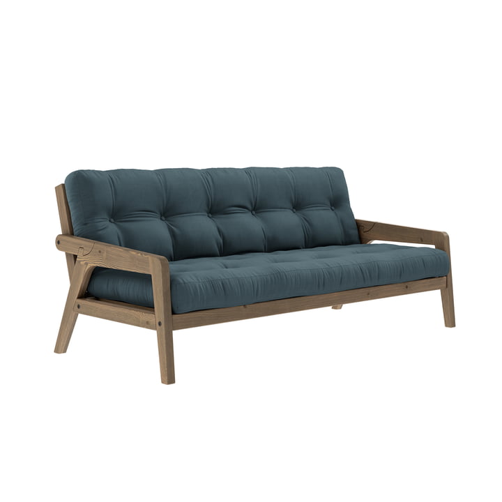 Grab sofa fra Karup Design i udgaven fyrre johannesbrød brun / petrol blå (757)