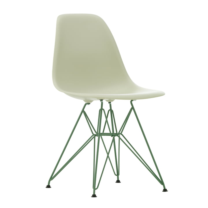 Eames Plastic Side Chair DSR, småsten / Eames Sea Foam Green (plast glider basic dark) fra Vitra