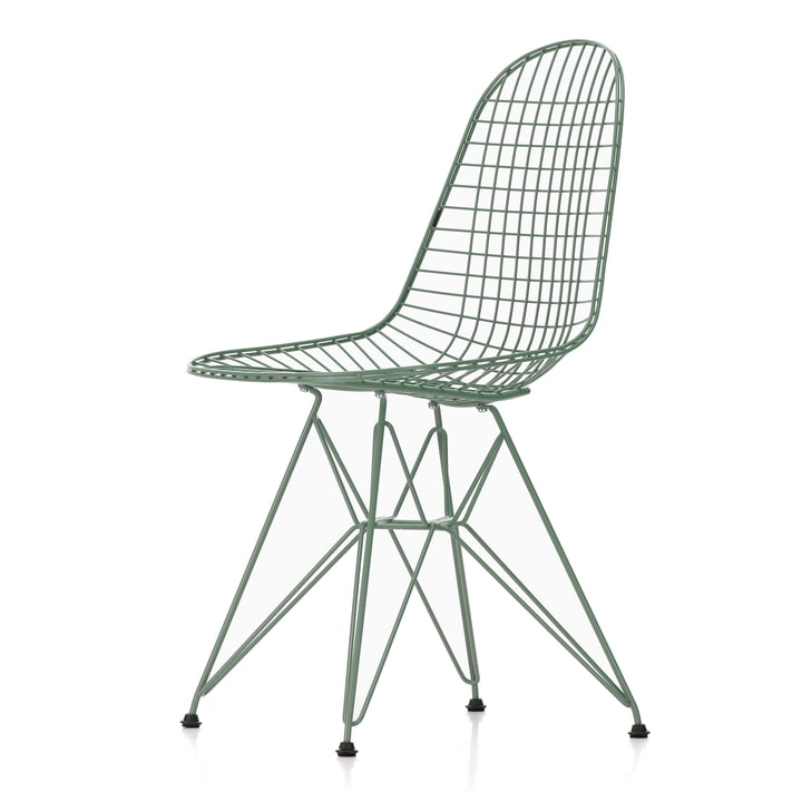 Wire Chair DKR (H 43 cm), Eames Sea Foam Green / uden betræk, plastglider (basic dark) fra Vitra