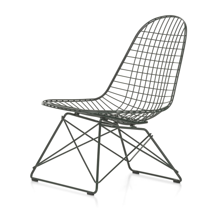 Wire Chair LKR, mørkegrøn (plast glider basic dark) fra Vitra