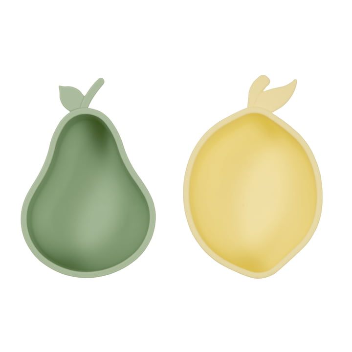 Snackskåle, citron & pære, gul/grøn (sæt med 2) fra OYOY