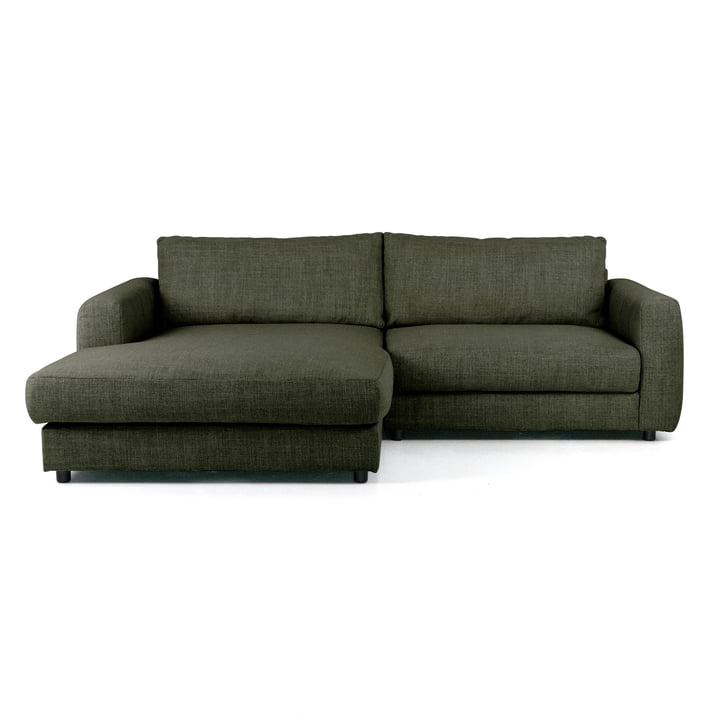 Bente sofa, chaiselong L, 234 x 175 cm, grøn (Melina Inner Green 1242) fra Nuuck