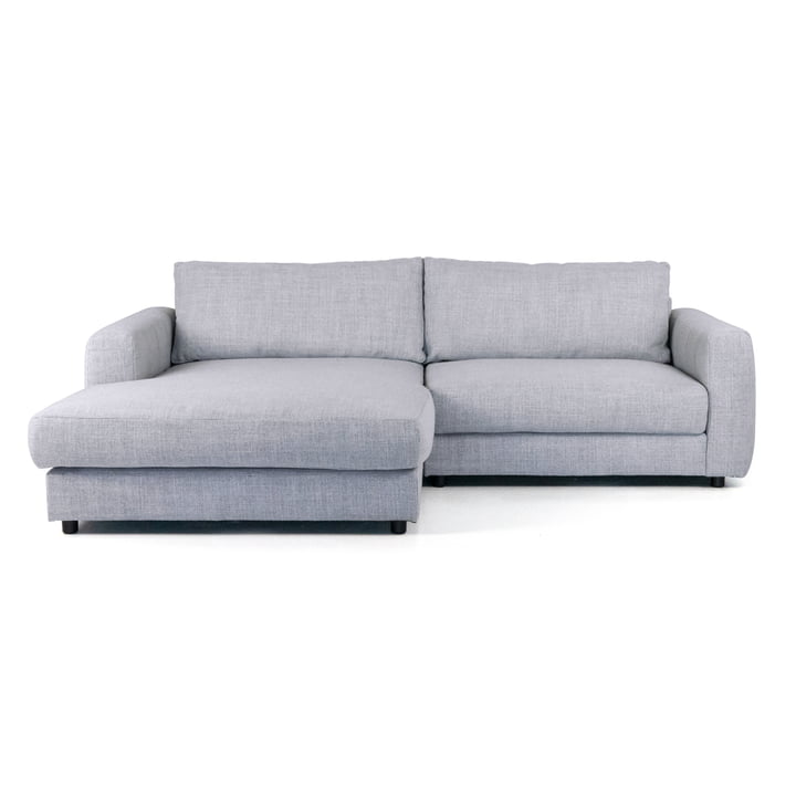 Bente sofa, chaiselong L, 234 x 175 cm, lysegrå (Melina Grey Breeze 1240) fra Nuuck