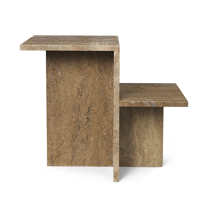 Ferm Living - Distinct sidebord, mørkebrun travertinsten