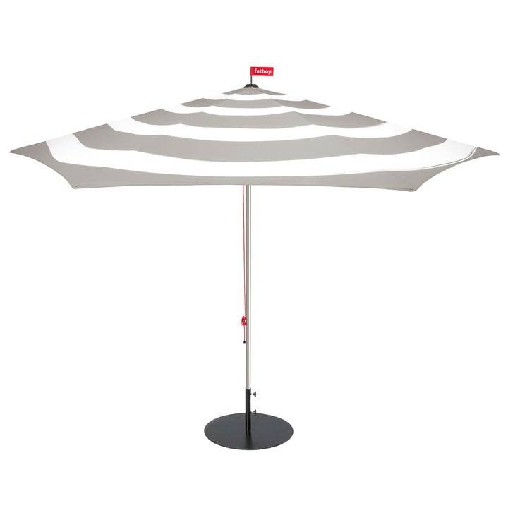 Stripesol sæt parasol Ø 350 cm lys grå + stativ sort fra Fatboy