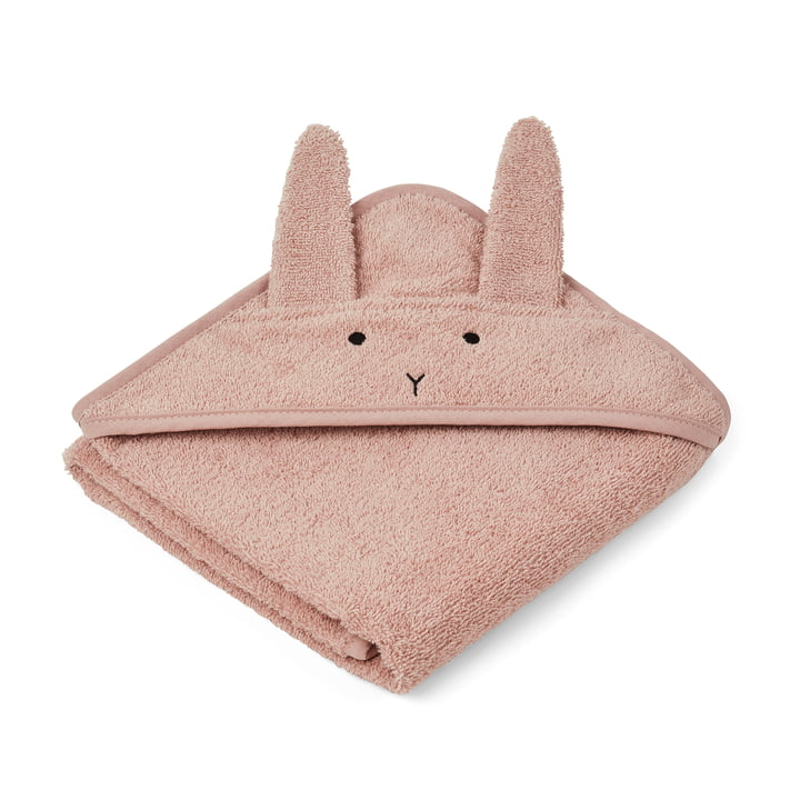 Albert babyhåndklæde med hætte fra LIEWOOD i kaninversionen, rosa