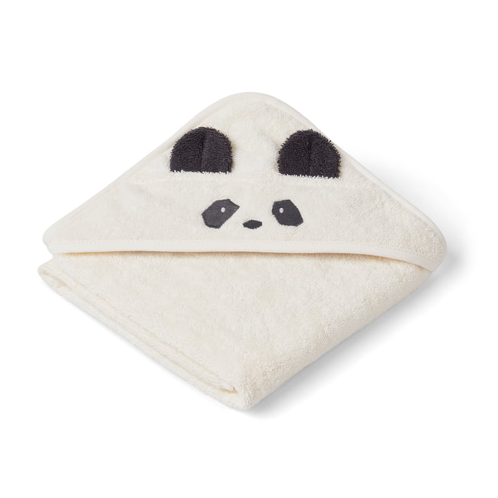 Albert babyhåndklæde med hætte fra LIEWOOD i Panda-versionen, creme de la creme
