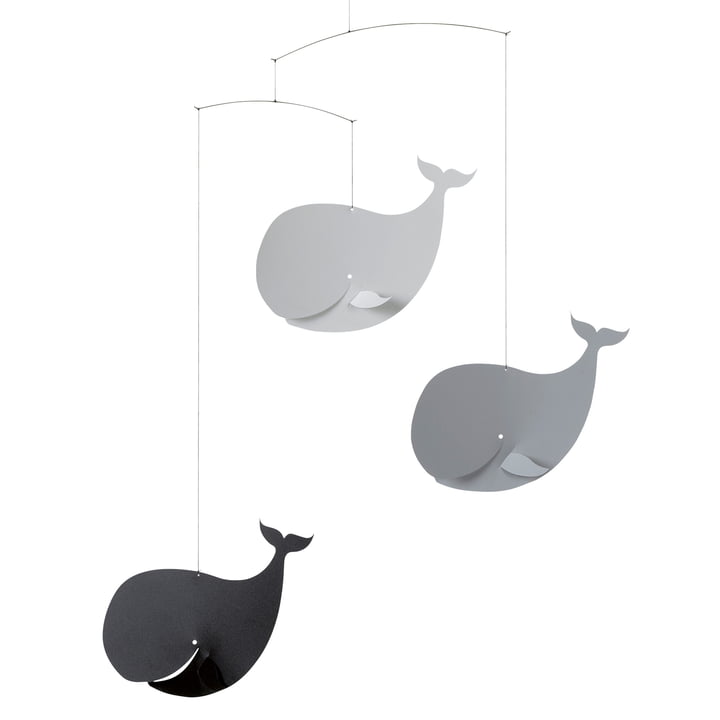 Happy Whales Mobile fra Flensted Mobiles i sort/grå