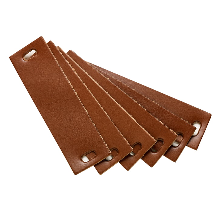 Leander - Læderhåndtag til kommode, brun (sæt med 6)