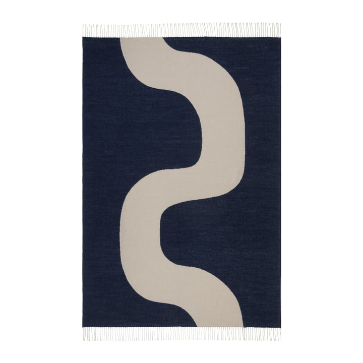 Seireeni tæppe, 130 x 180 cm, råhvid / mørkeblå fra Marimekko