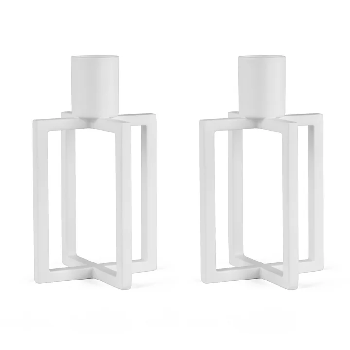 HANA - OneFlame lysestage H 11,3 x Ø 7 cm, hvid (sæt med 2)