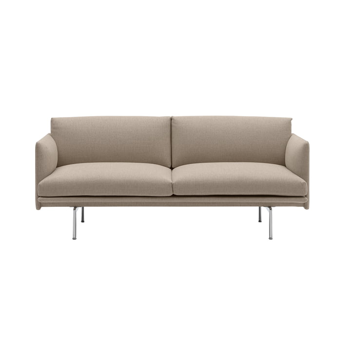 Muuto - Outline sofa 2-personers, brun (Kvadrat by Sahco Ecriture 240) / poleret aluminium