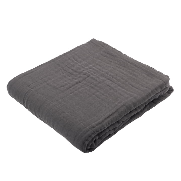 6-lags blødt tæppe, 140 x 200 cm, mørkegrå fra The Organic Company