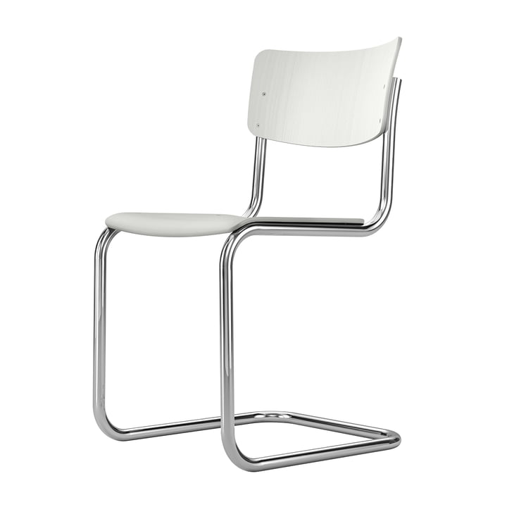 Thonet - S 43 cantilever stol, krom / hvid glaseret TP 200